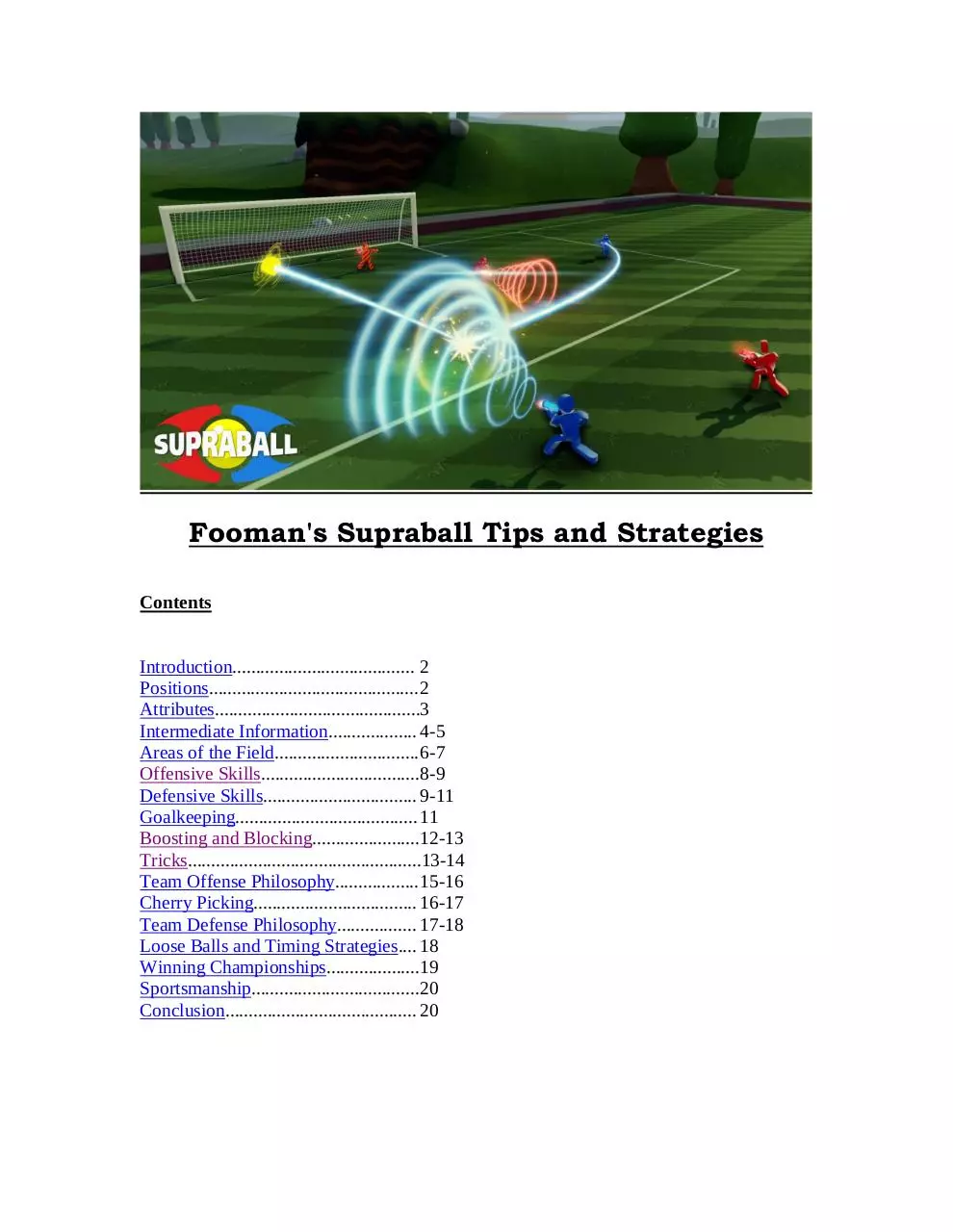 Page 1 of 20, SupraballTips vEA