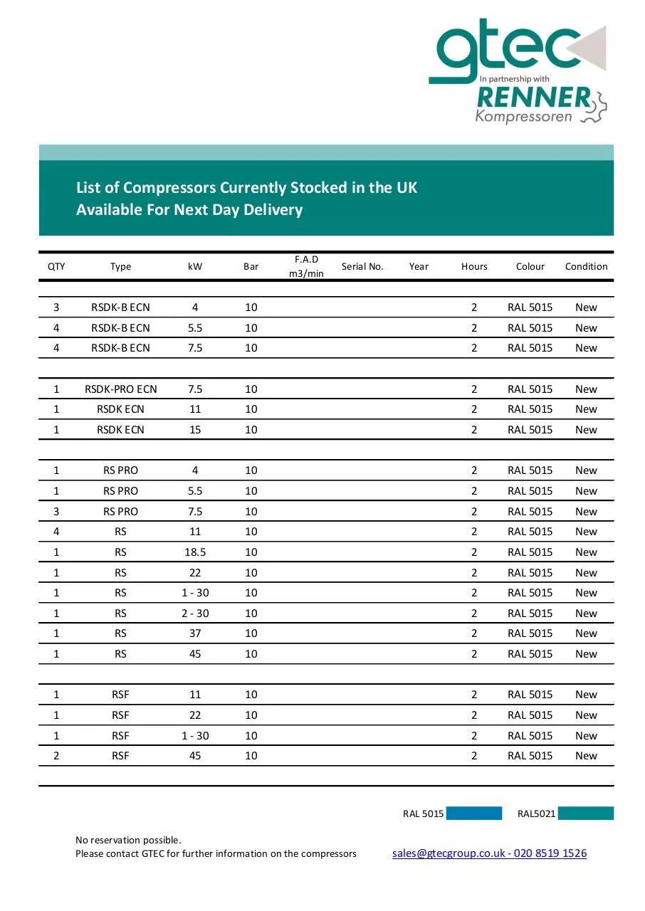 Document preview - GTEC Stocked RENNER Compressors - May 2016.pdf - Page 1/1