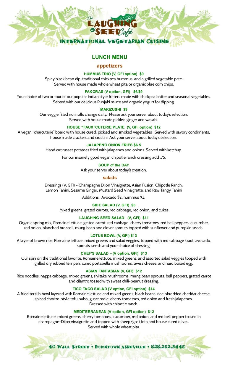 Document preview LaughingSeedLunchMenu.pdf - page 1/2