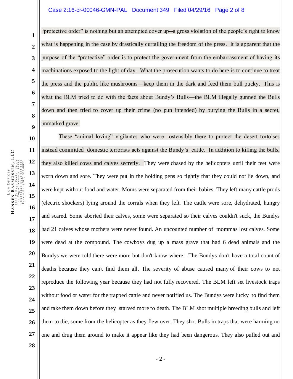 349 Bundy Objection to Protection Order.pdf - page 2/8