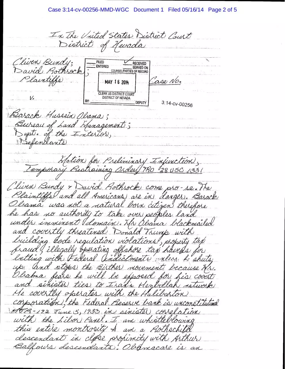 Page 2 of 5, Bundy Petition