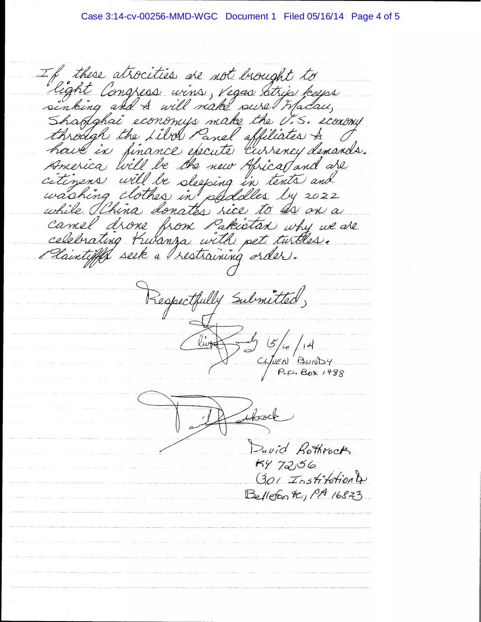 Page 4 of 5, Bundy Petition