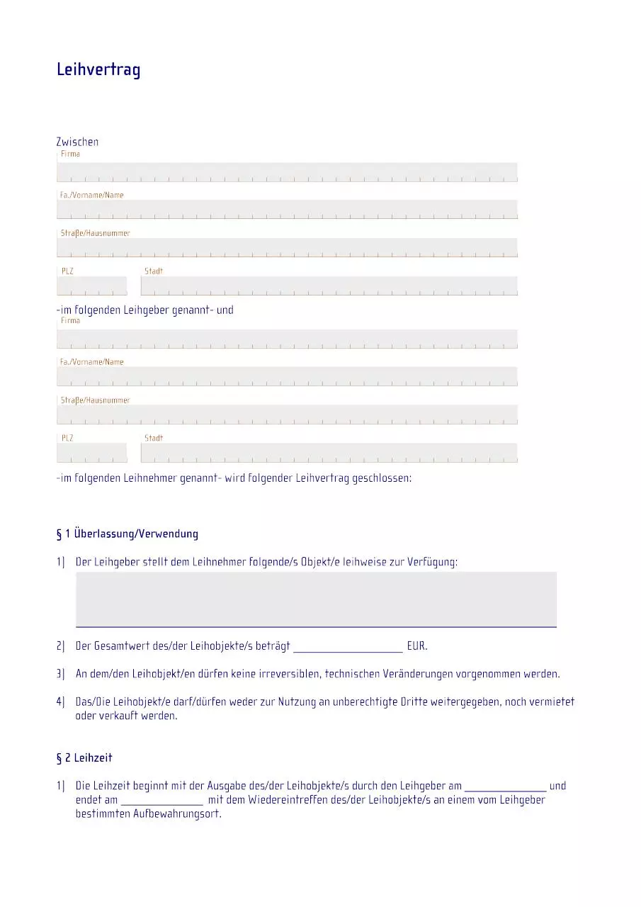 Page 1 of 2, leihvertrag kostenlos