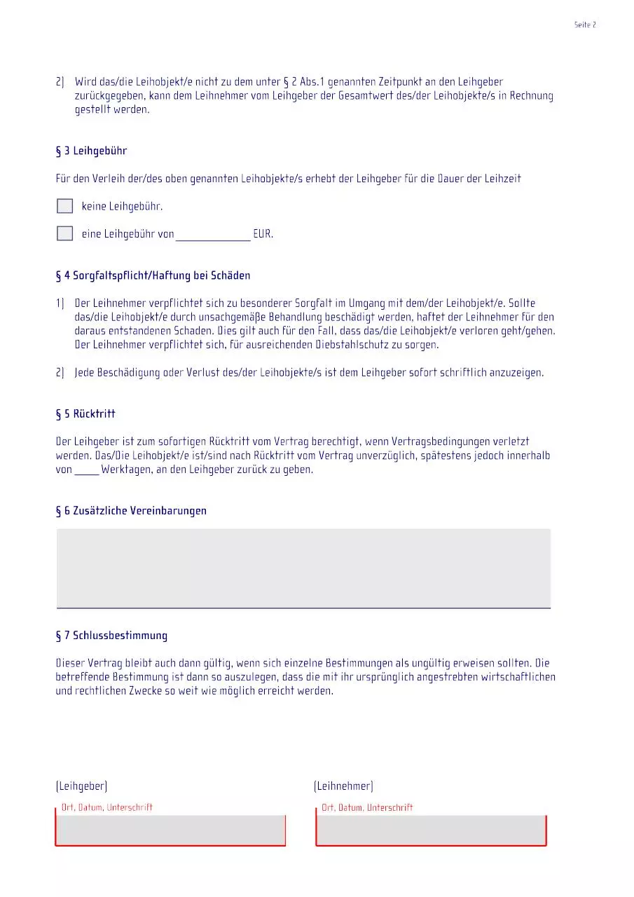 Page 2 of 2, leihvertrag kostenlos