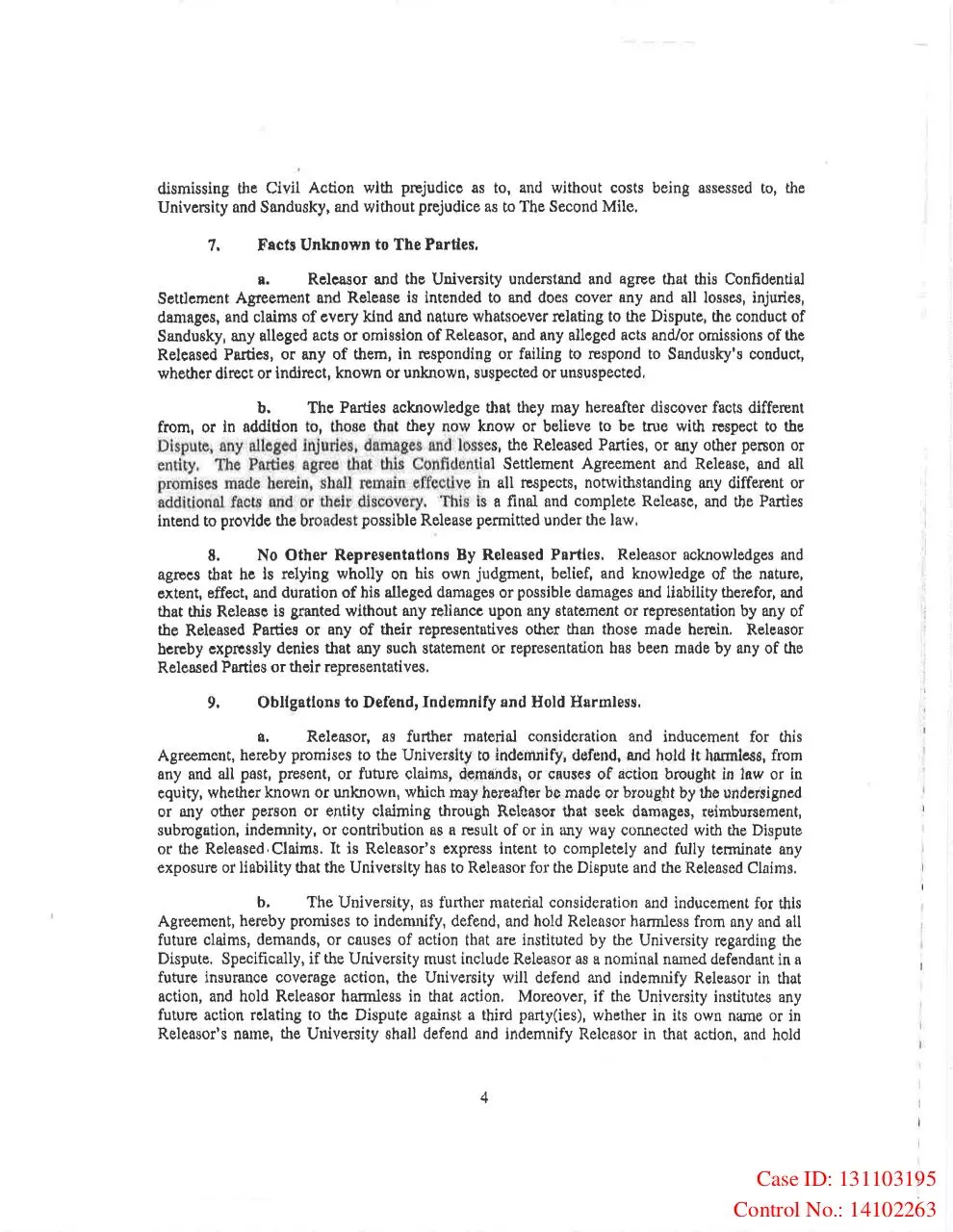 Page 4 of 14, victim settlement agreement