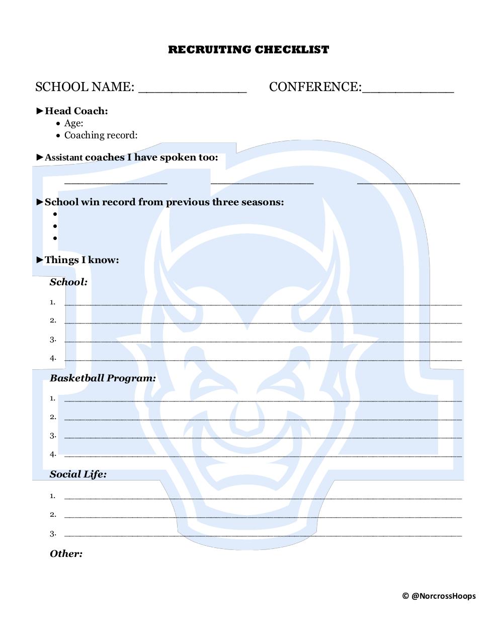 Document preview High School Recruiting Checklist.pdf - page 2/2