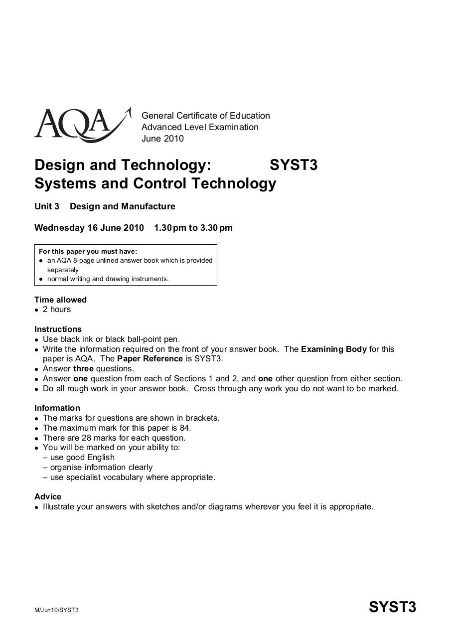 Document preview AQA-SYST3-QuestionPaper-2010.pdf - page 1/4