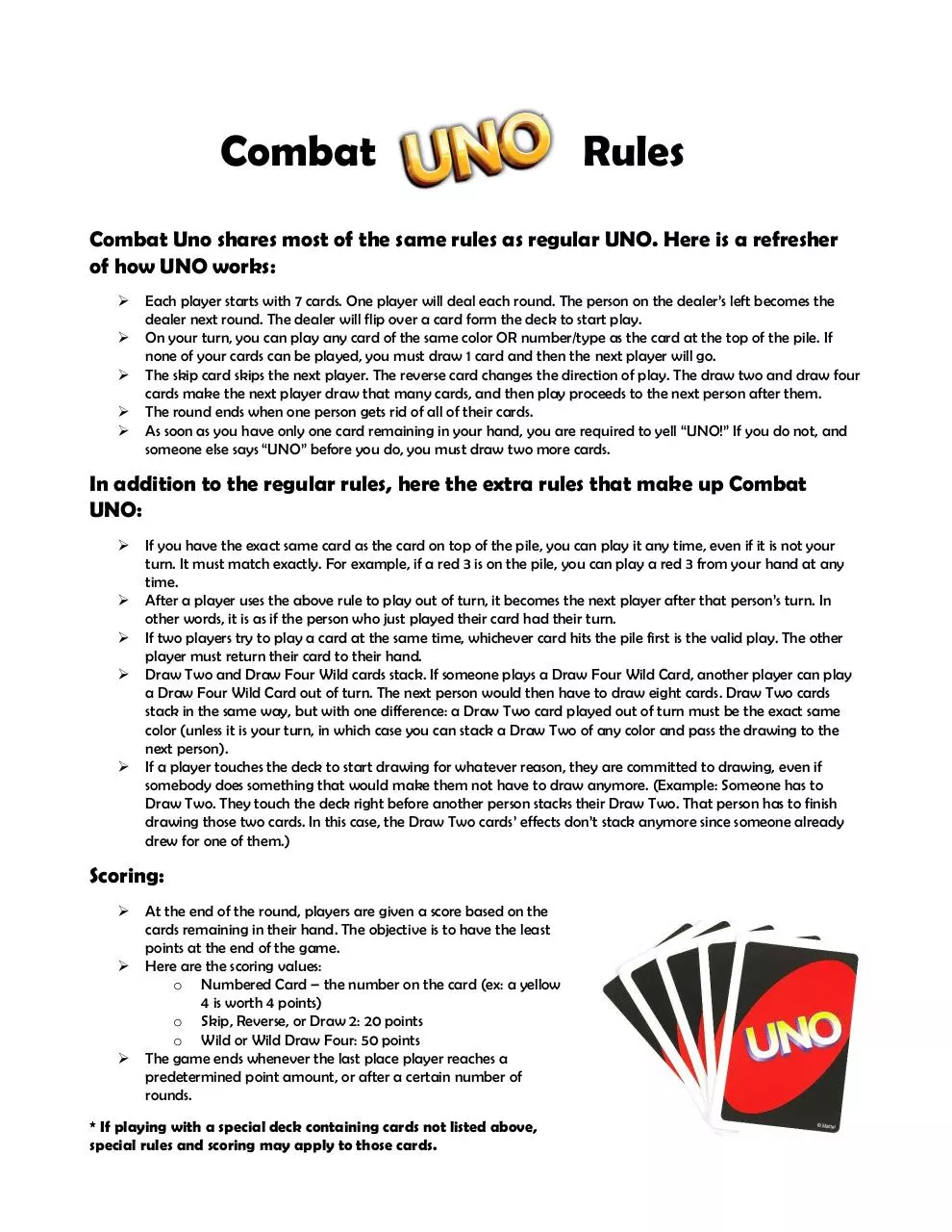 Combat Uno Rules by Microsoft account - PDF Archive