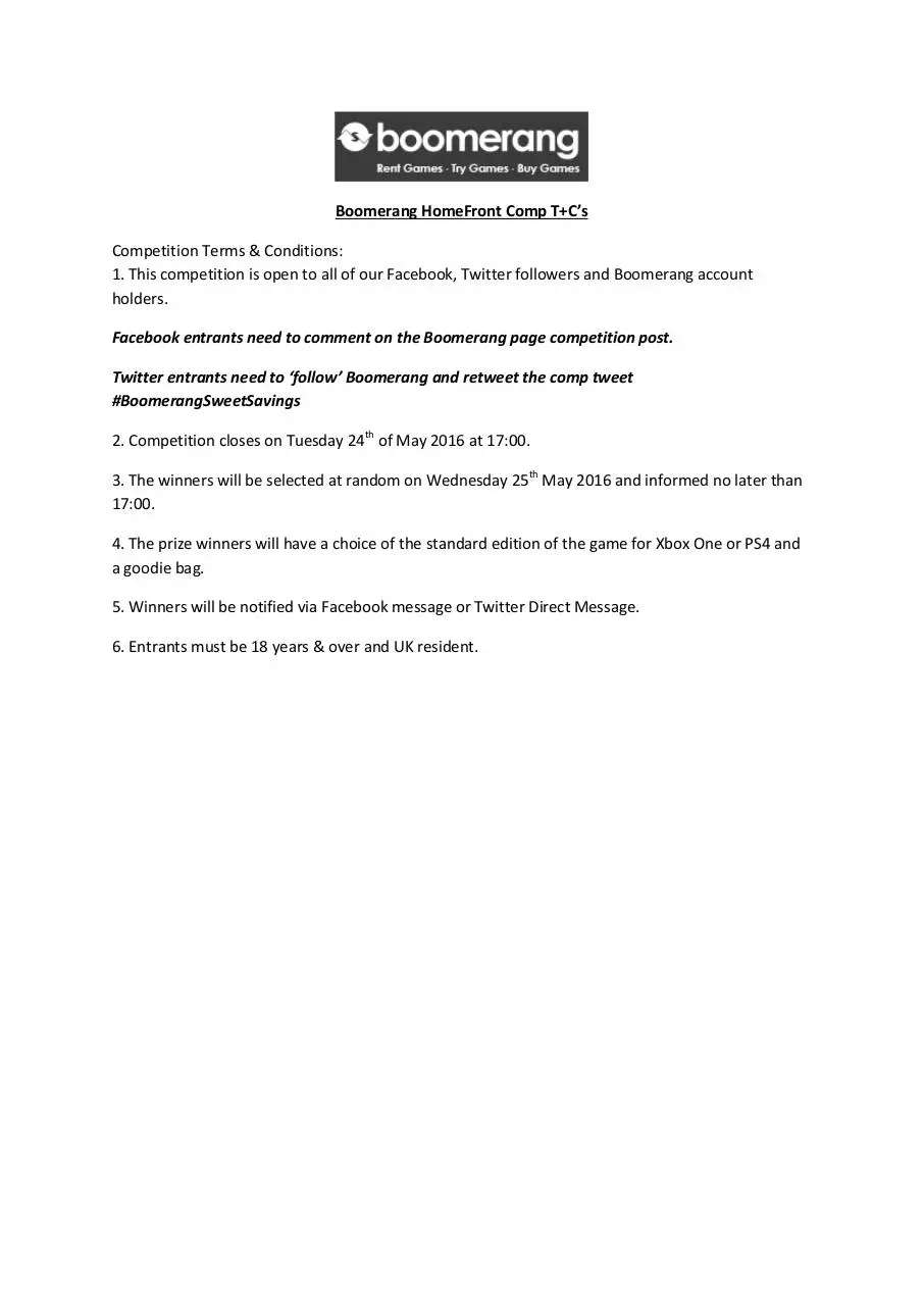Page 1 of 1, Boomerang HomeFront Comp T