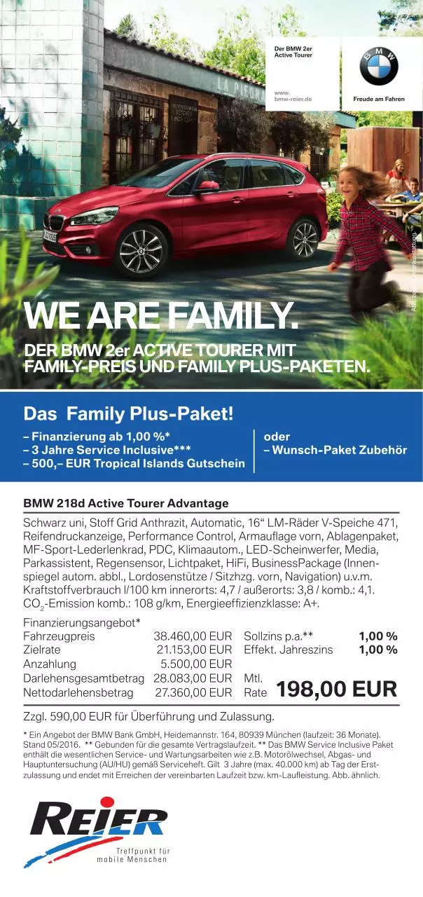 Page 1 of 2, WE ARE FAMILY Angebot Autohaus Reier
