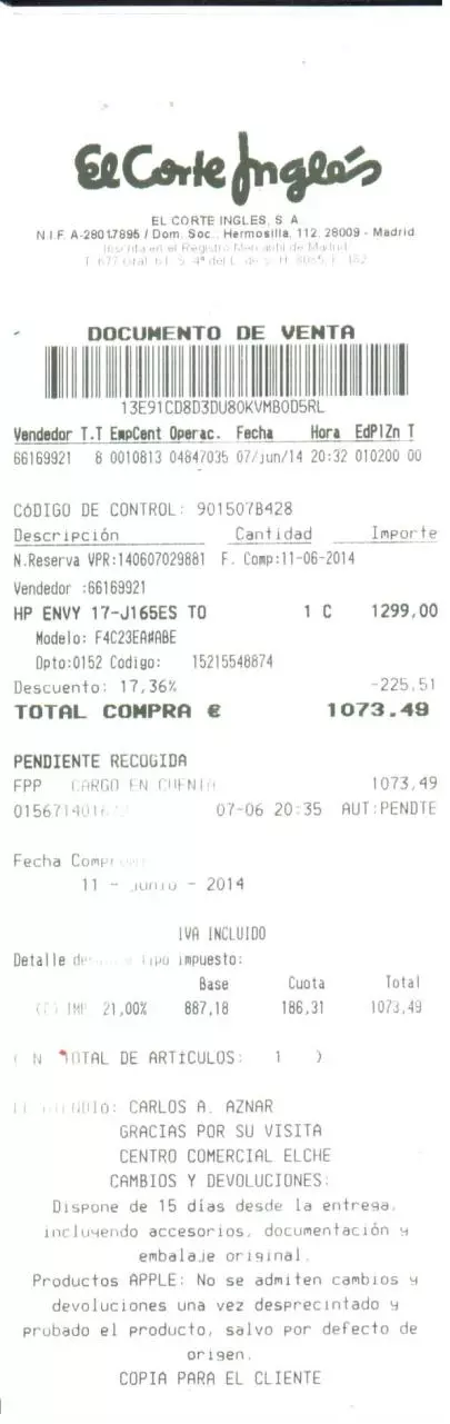 Page 1 of 2, Prueba de Garantía
