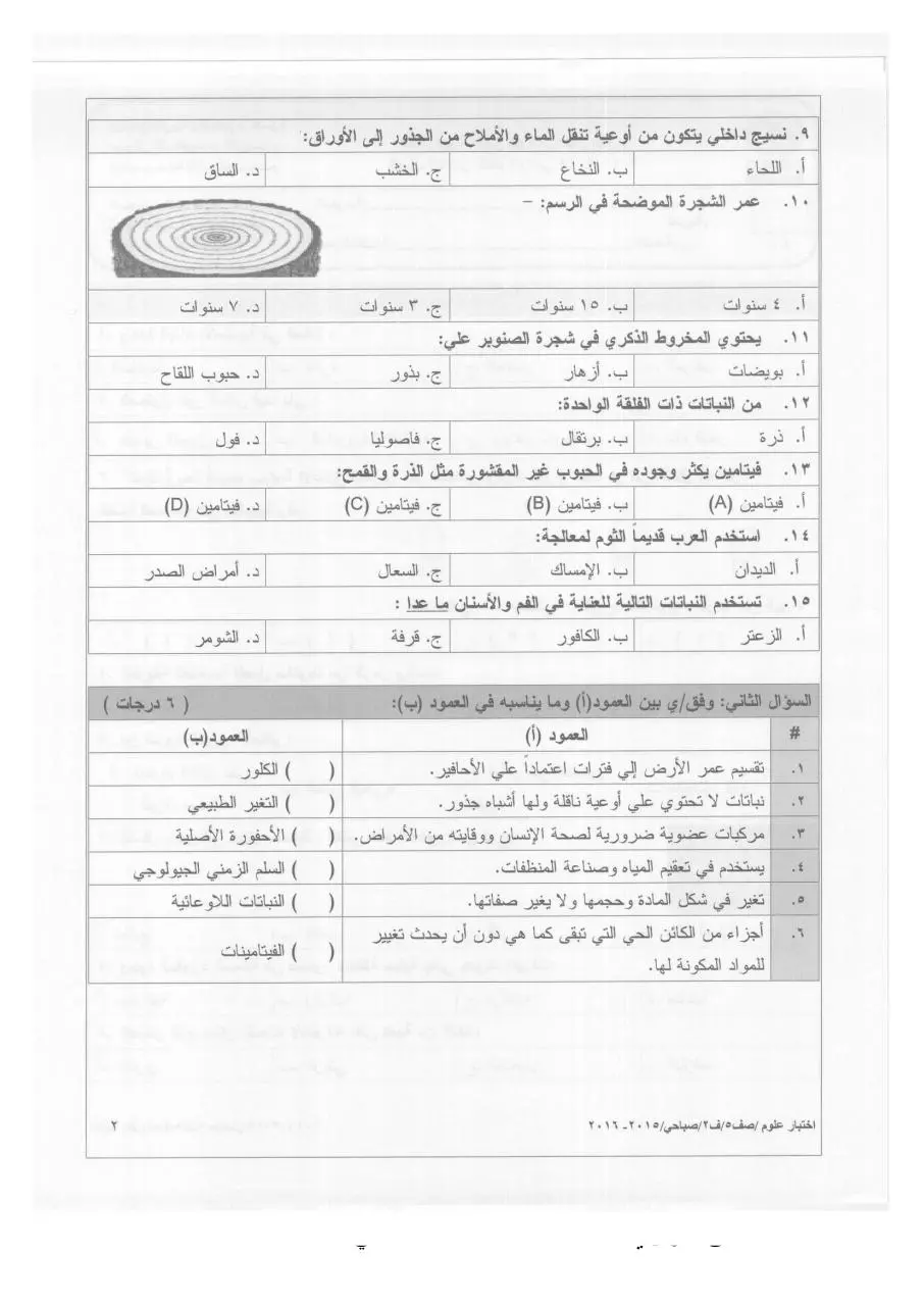 Page 2 of 4, 2 2015 2016 علوم صباحي خامس