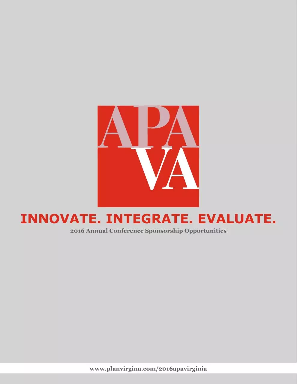 Page 1 of 9, APAVA 2016 Conference Sponsorship