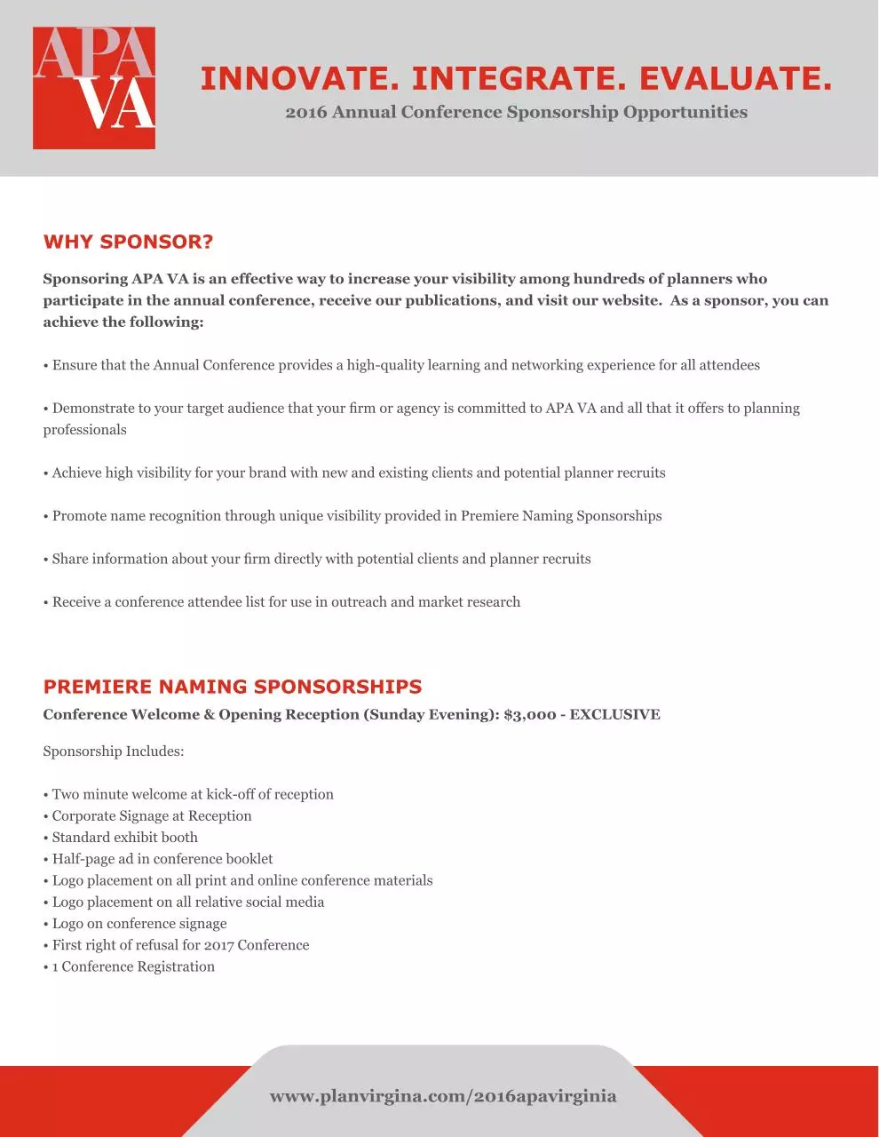 Page 2 of 9, APAVA 2016 Conference Sponsorship