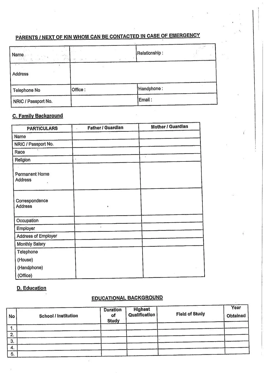 Page 2 of 8, Biodata Form