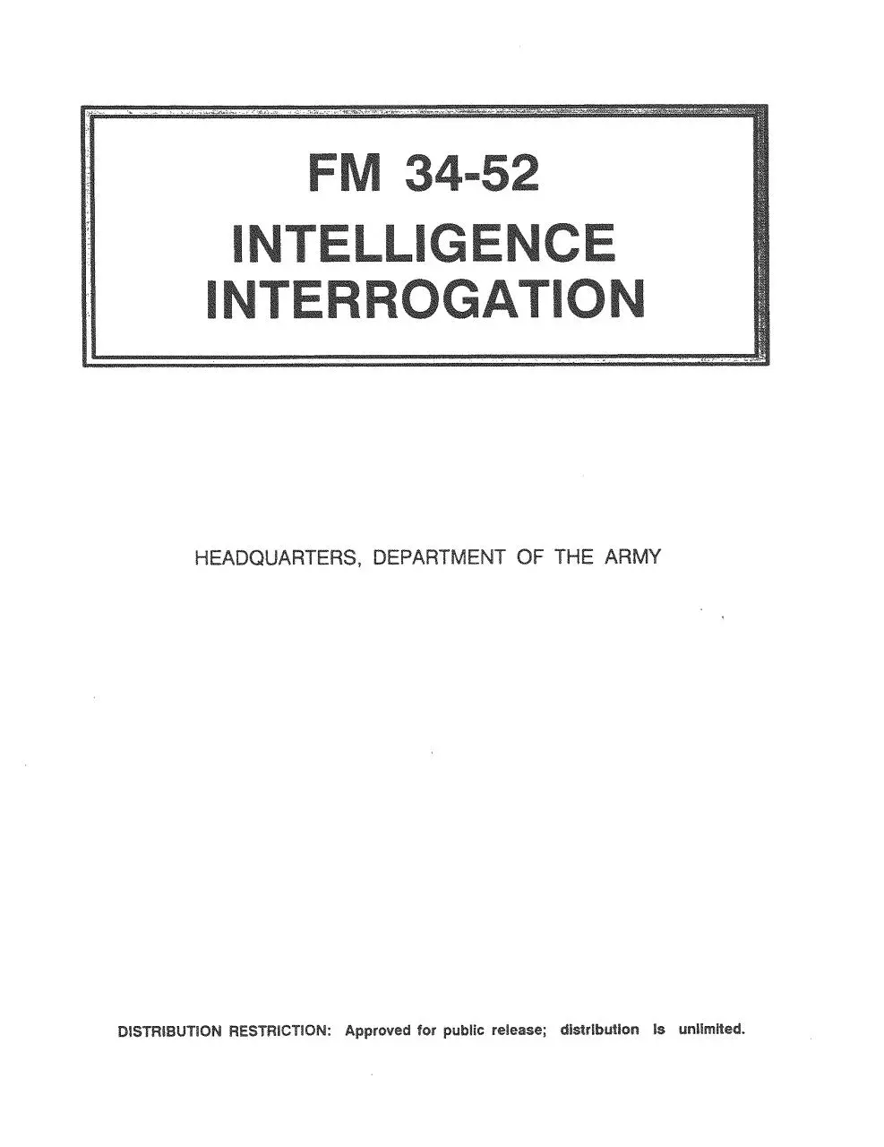Page 1 of 177, FM 34 52, Intelligence Interrogation