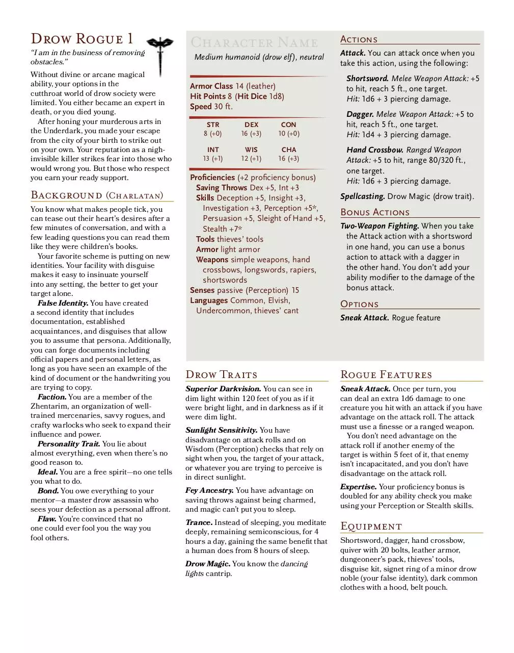 Document preview - Drow Rogue 1.pdf - Page 1/1