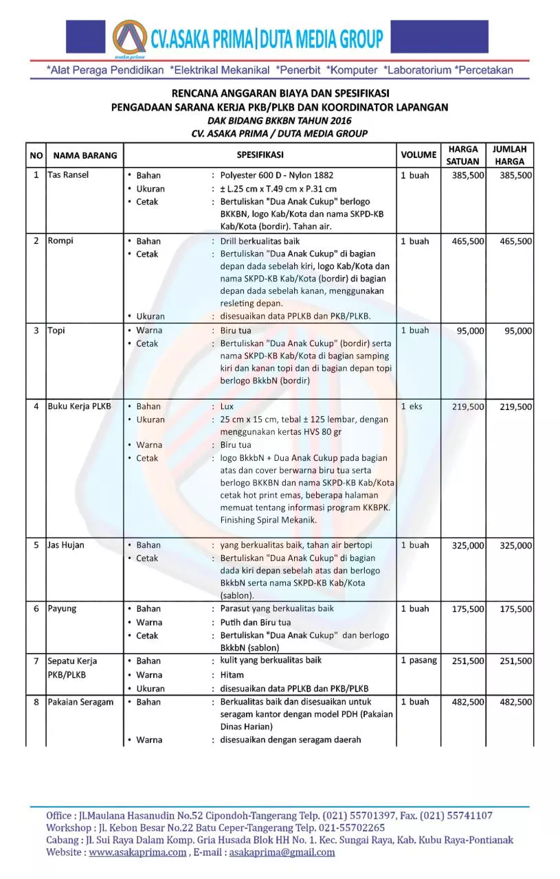 Page 1 of 2, @Harga PLKB KIT DAK bkkbn 2016
