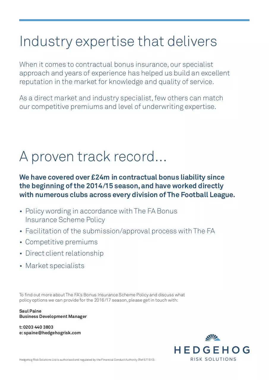 Page 2 of 2, Market leaders in contractual bonus insurance