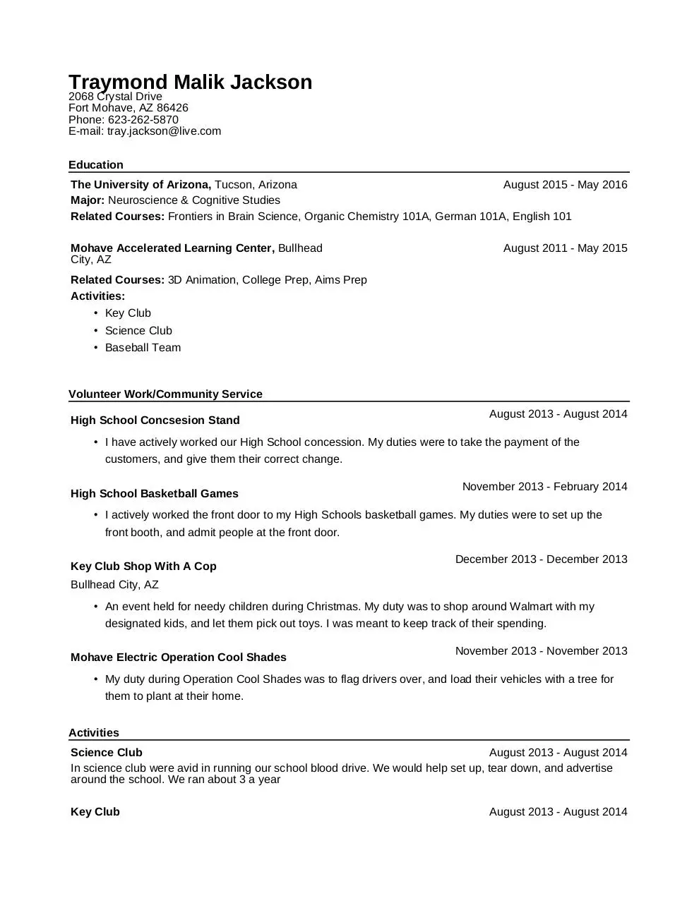 Page 1 of 2, Traymond Jackson's Resume (5 13 2016)