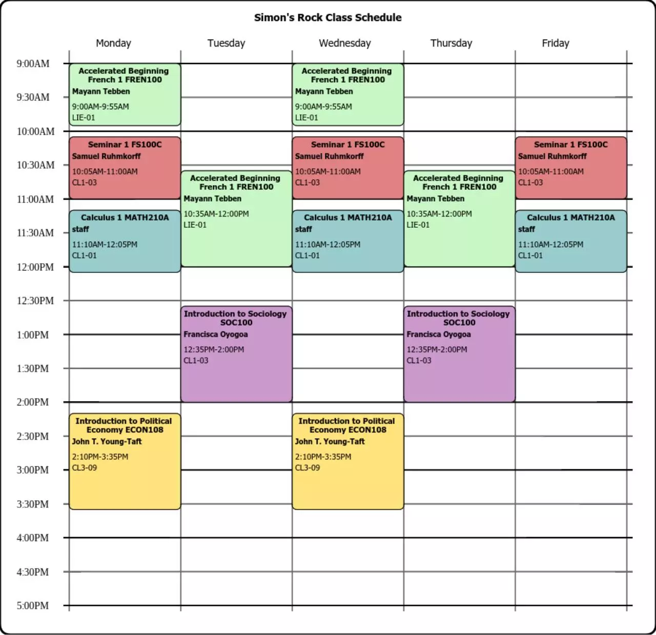 Document preview - College Schedule (With Title).pdf - Page 1/1