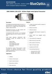 Page 1, BlueOptics BO12CXX2C0 1000BASE CWDM GBIC