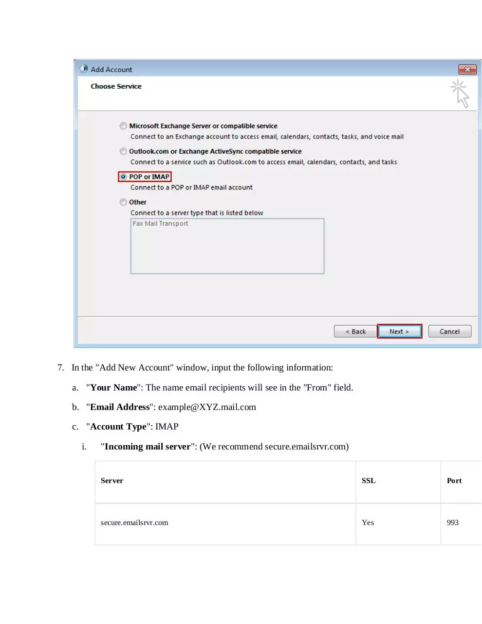 Page 4 of 9, Set Up guide Windows Outlook 2016