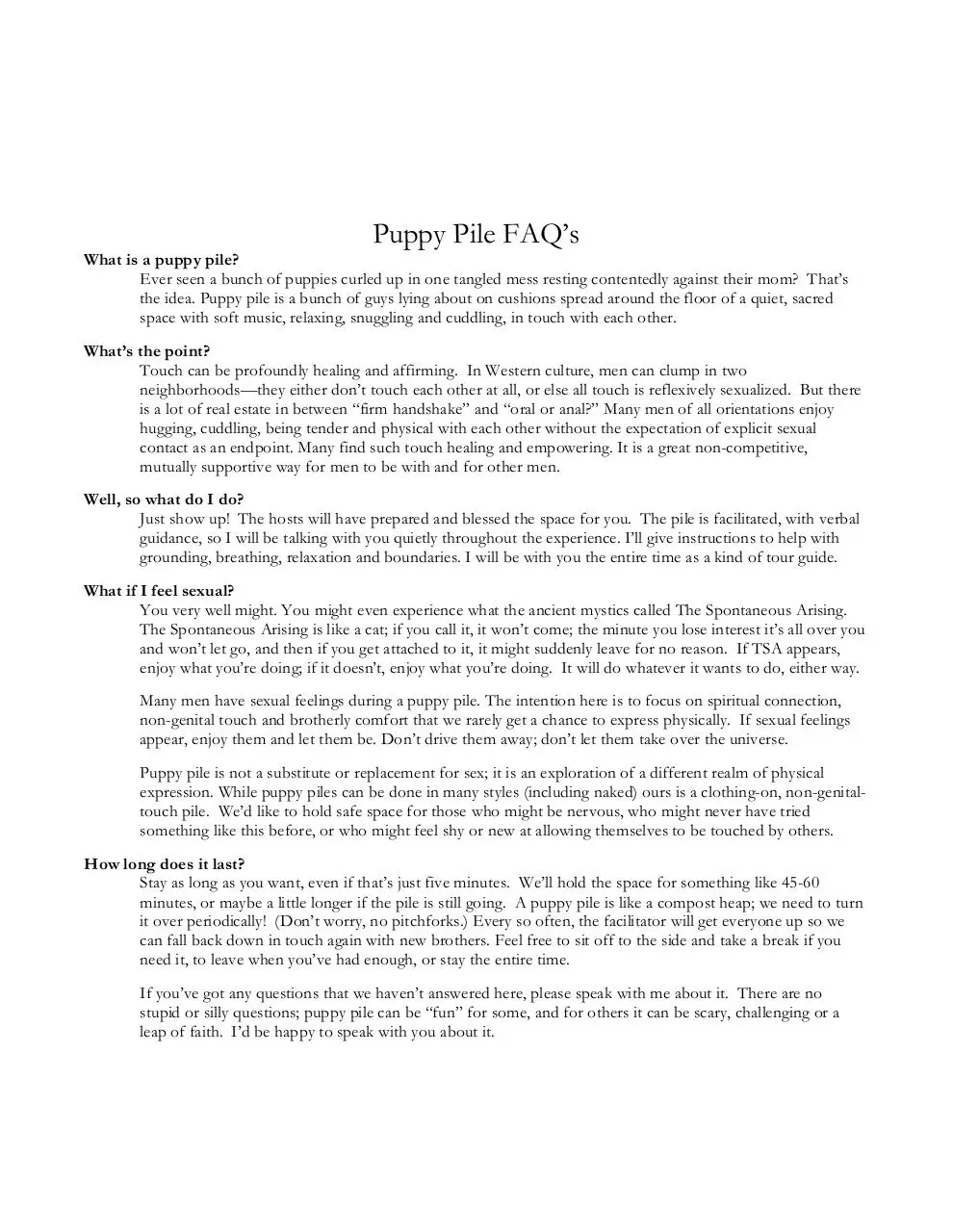 Document preview - Puppy Pile FAQ's.pdf - Page 1/1