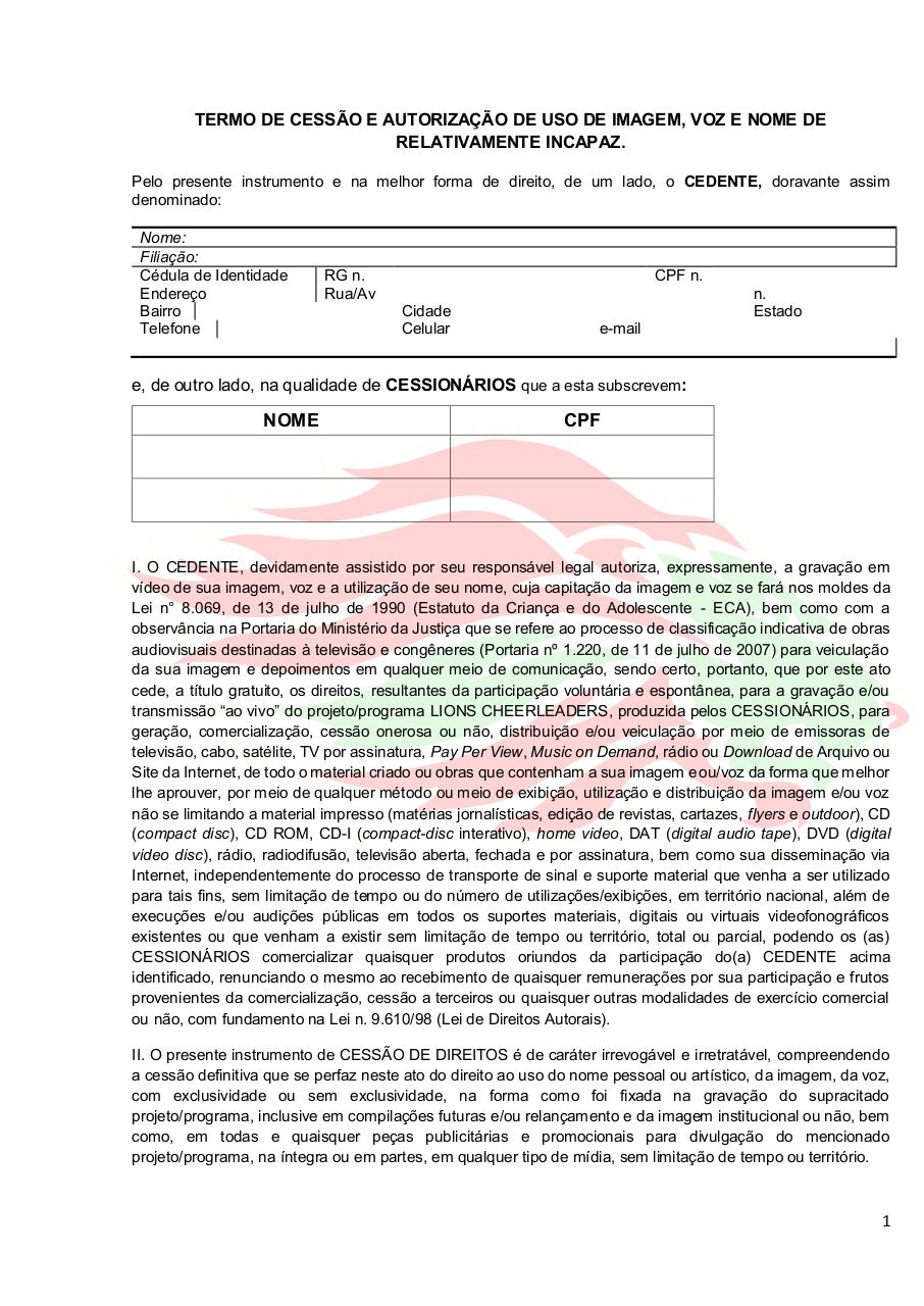 Document preview 1 CESSÃƒO DE VOZ E IMAGEM MAIOR 18.pdf - page 1/2