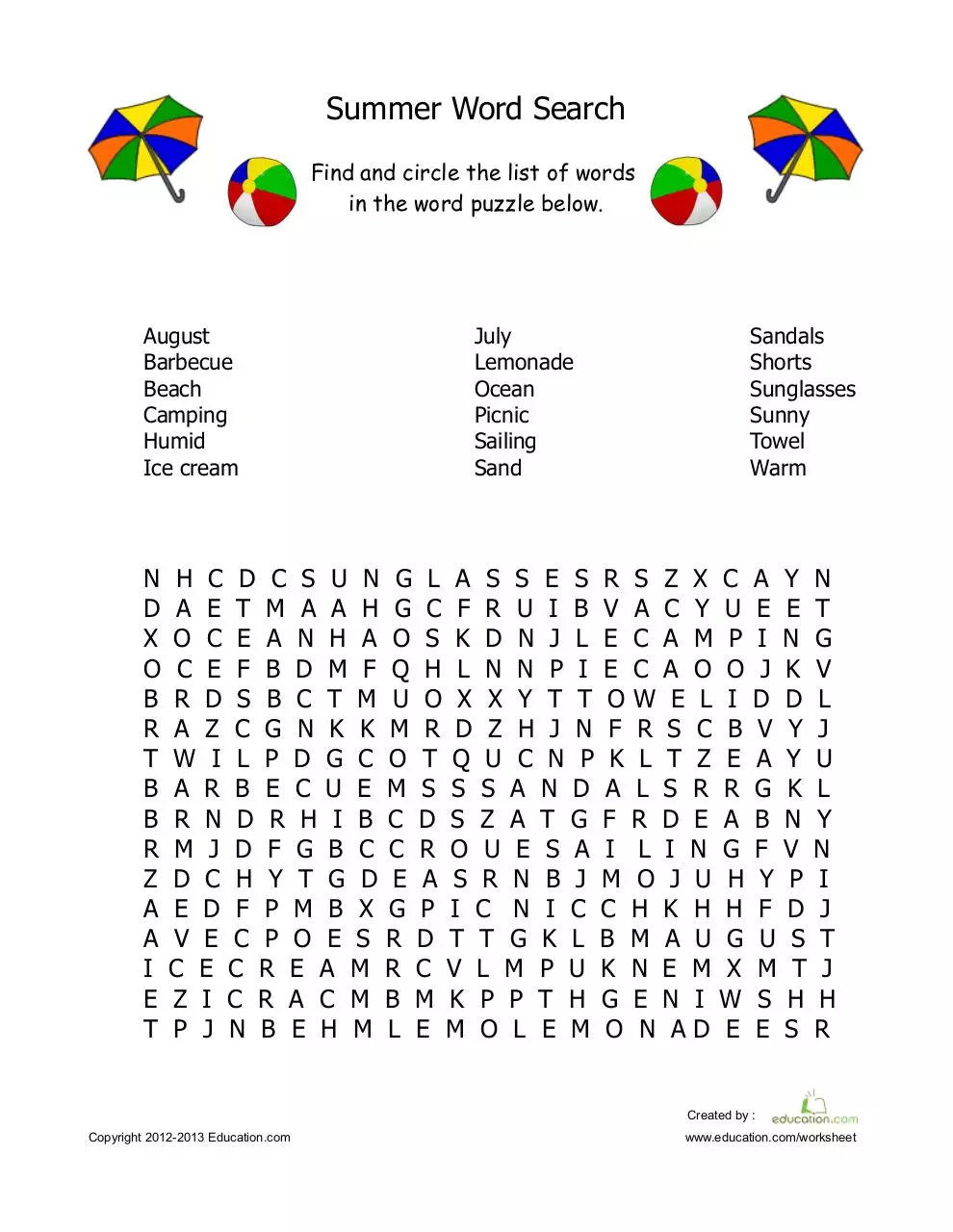 Document preview - summer-word-search-2.pdf - Page 1/1