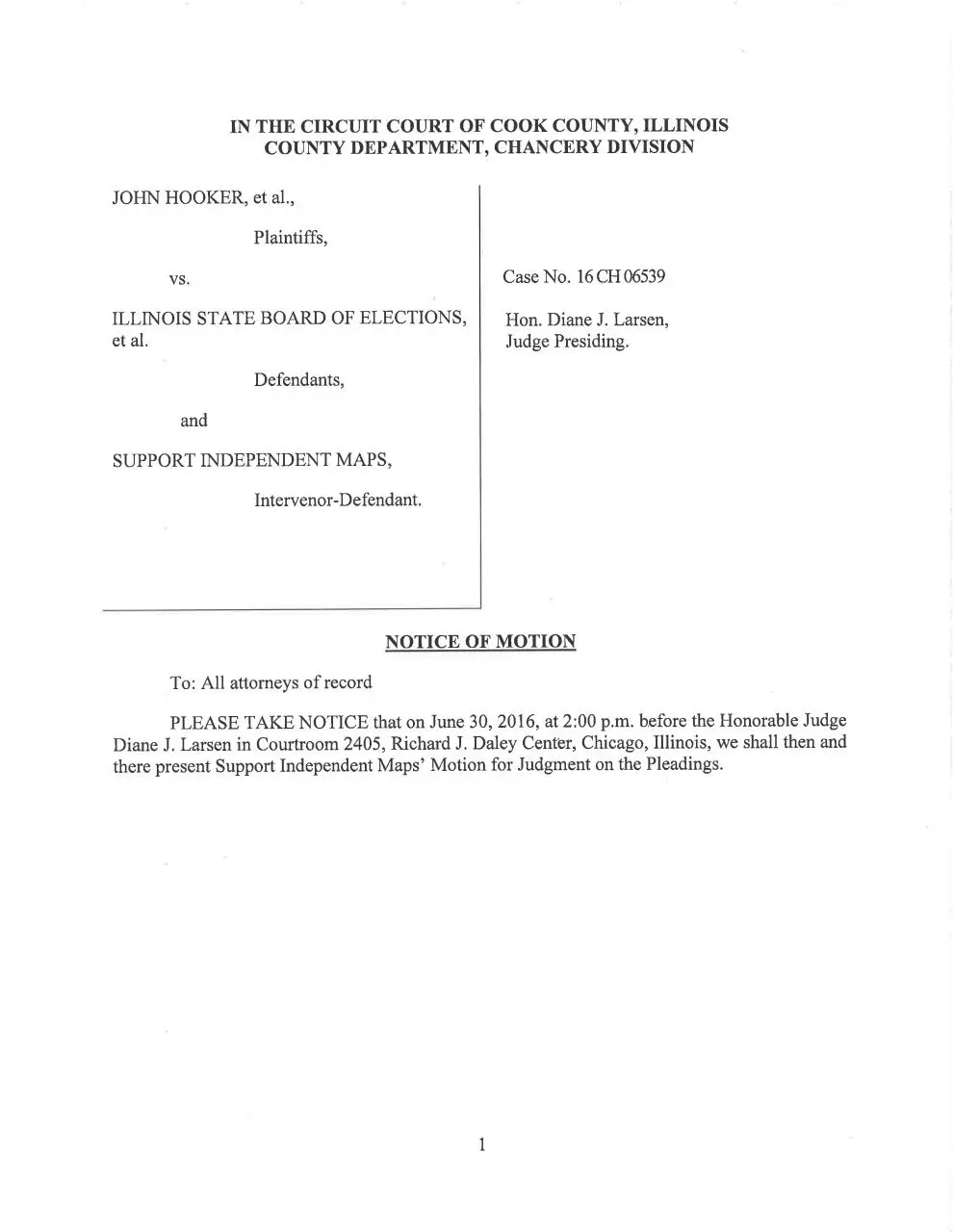 Page 1 of 38, Independent Maps Motion for Judgment on the Pleadings