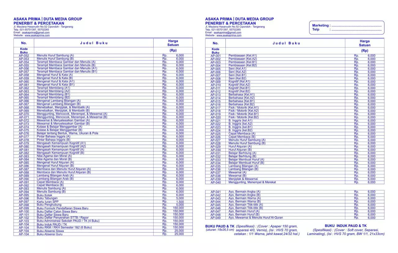 Page 2 of 2, @Penerbit Asaka PrimaBuku TK PAUD Murah