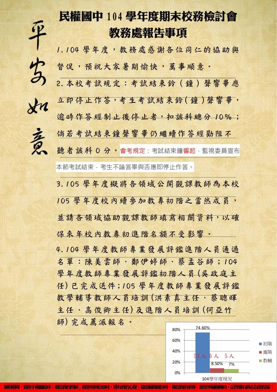 Page 1 of 2, 1050630校務檢討會教務處報告事項