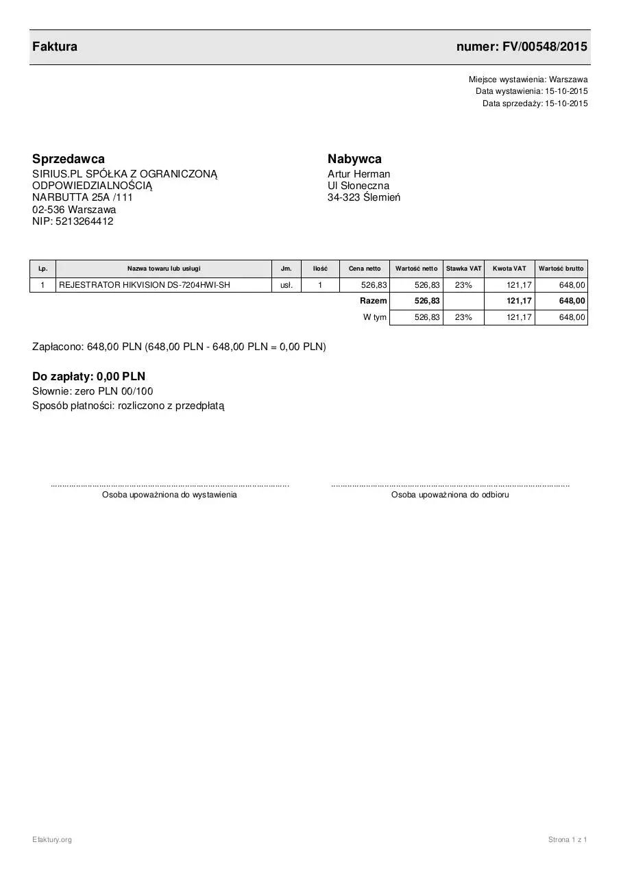 Page 1 of 1, przedplata