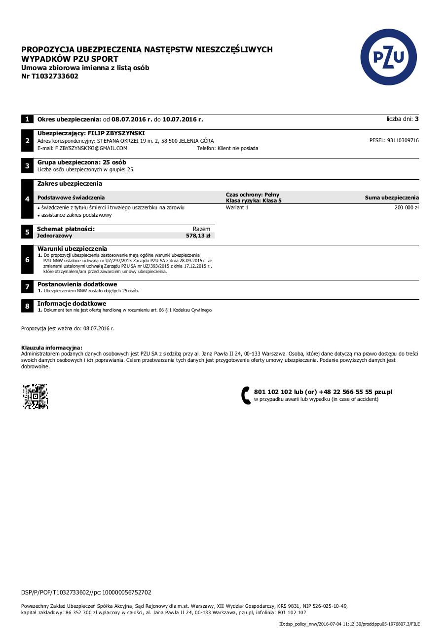 Document preview Propozycja ubezpieczenia nr T1032733602.PDF - page 1/1