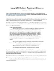 new nak admin applicant process