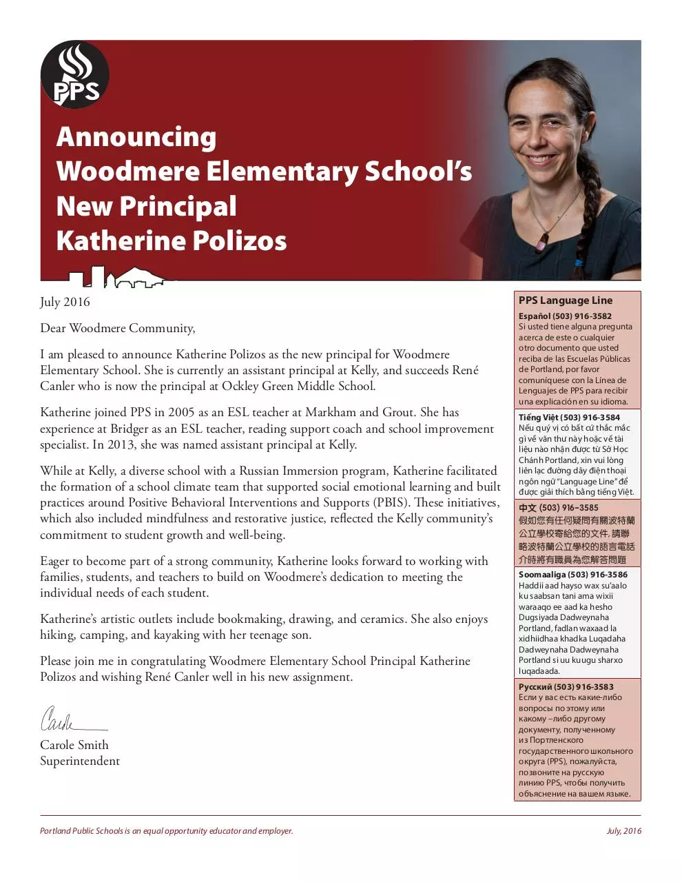 Document preview - Woodmere_principal announcement_2016_Katherine-Polizos_v2[1].pdf - Page 1/1