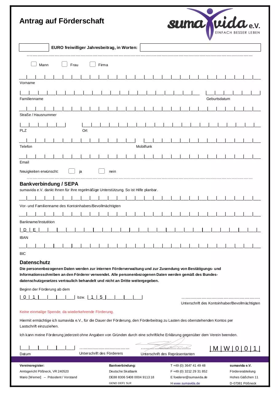 Document preview - Entwurf Antrag auf Förderschaft - sumavida2.pdf - Page 1/1