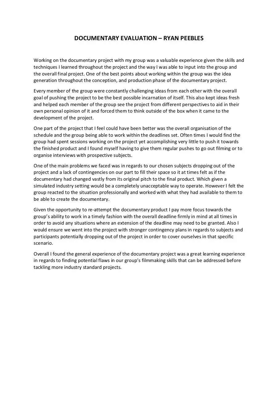 Page 1 of 1, Ryan Documentary Evaluation