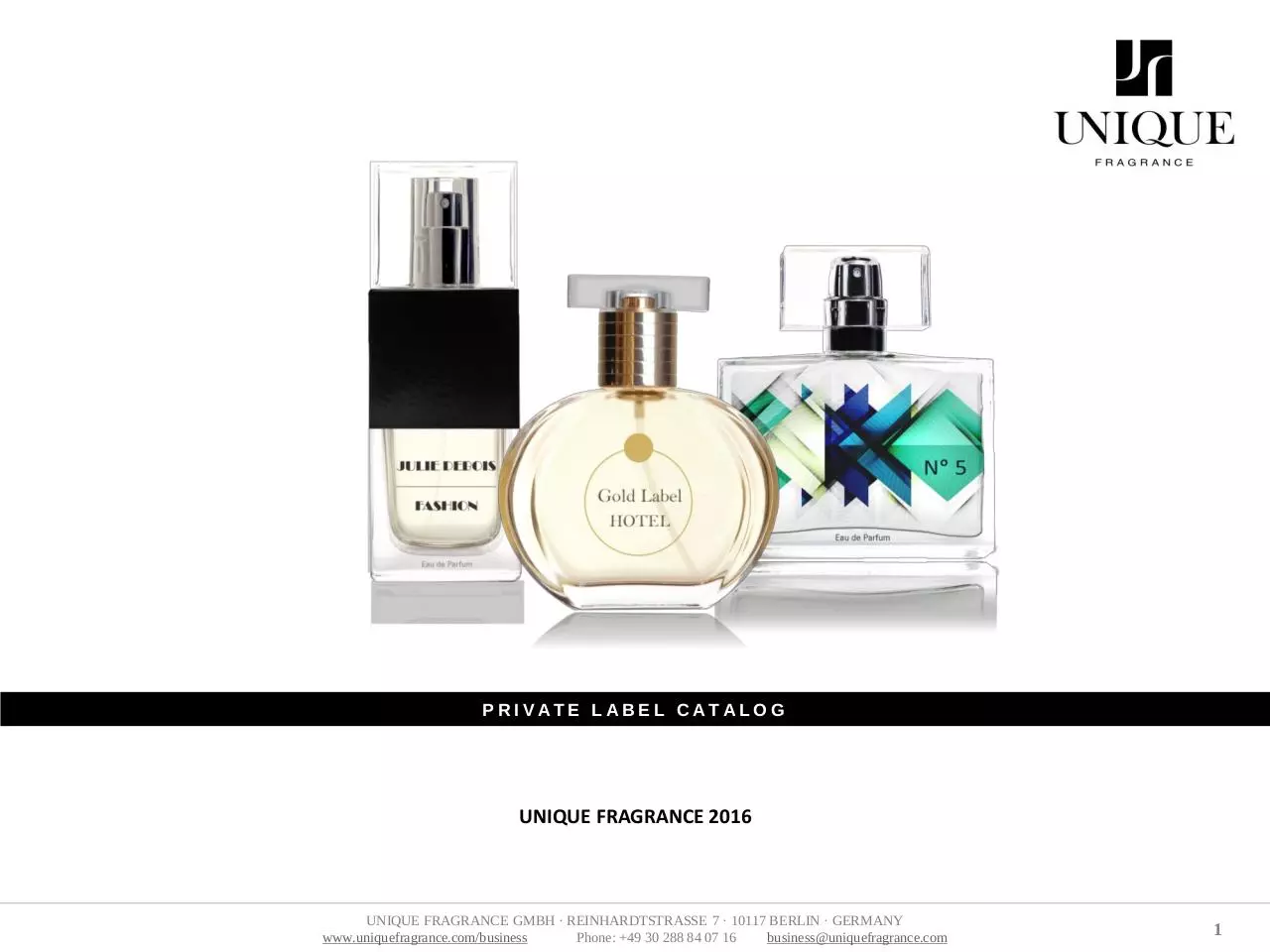 Page 1 of 9, UNIQUE private label catalog 2016 en usd