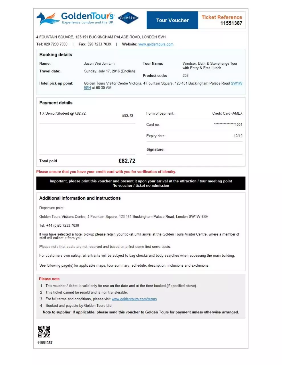 Page 1 of 1, ticket 11551387