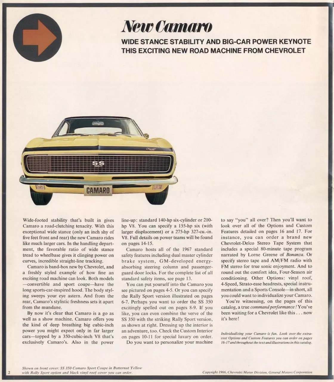 Page 2 of 18, camaro 1967 brochure