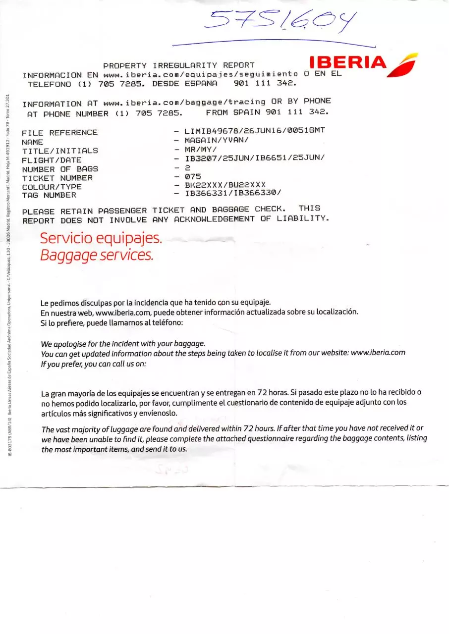 Page 1 of 1, CLAIM at Lima Airport