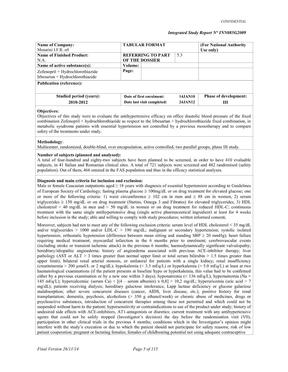 Page 4 of 9, Standard CRO ICH Report mod 06 08AUG2006