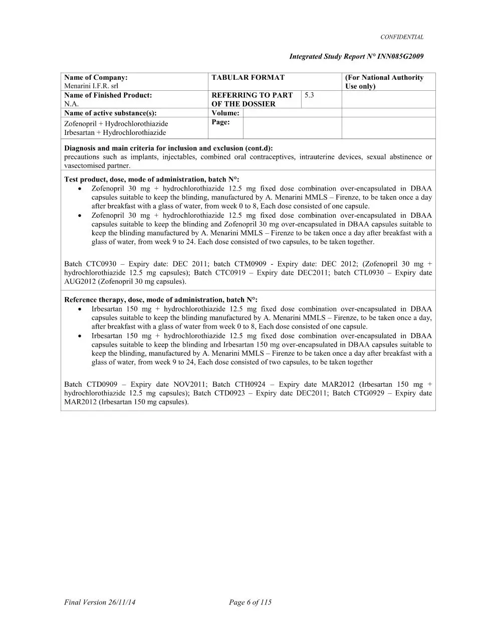 Page 5 of 9, Standard CRO ICH Report mod 06 08AUG2006