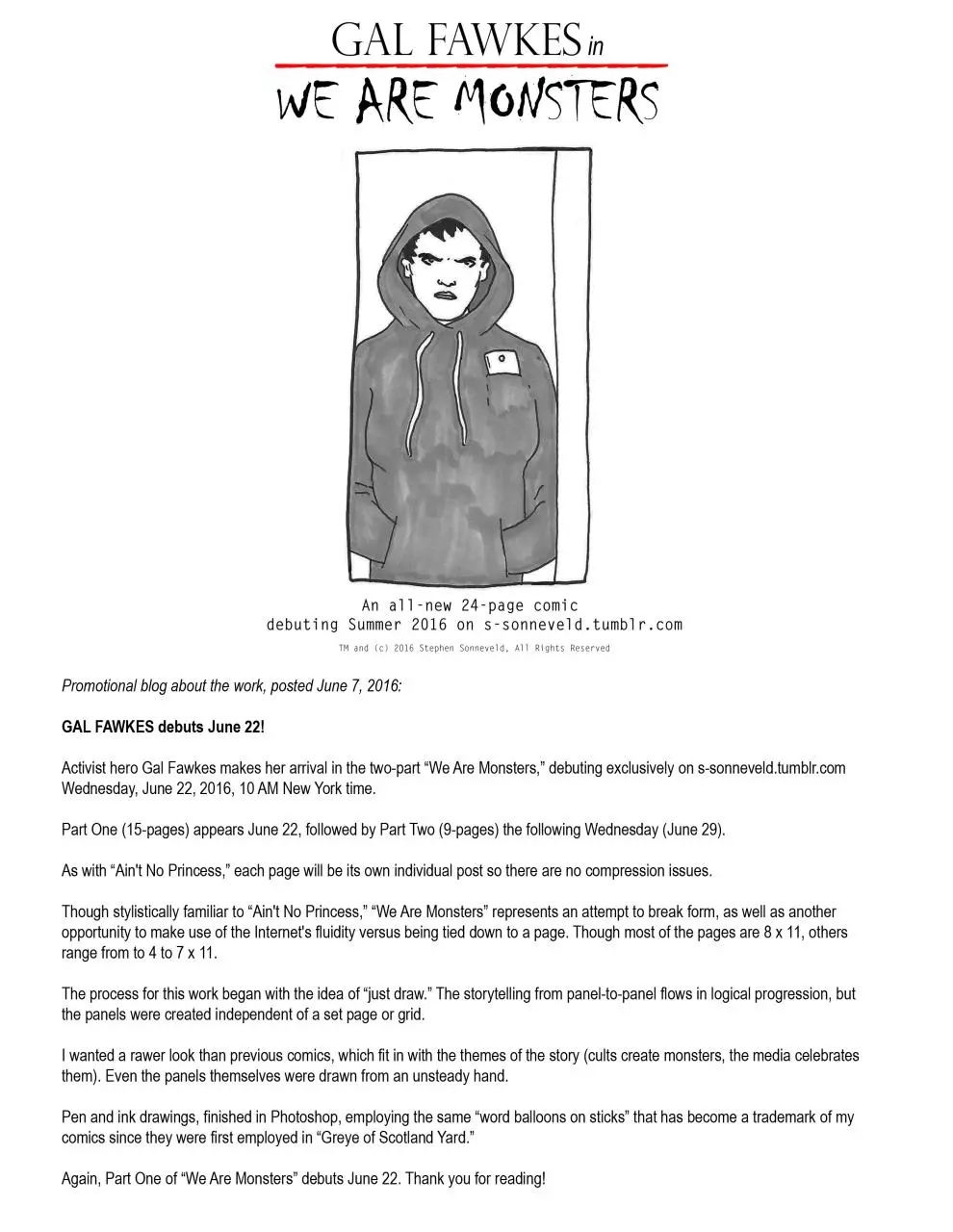 Page 1 of 28, Gal Fawkes We Are Monsters by Sonneveld