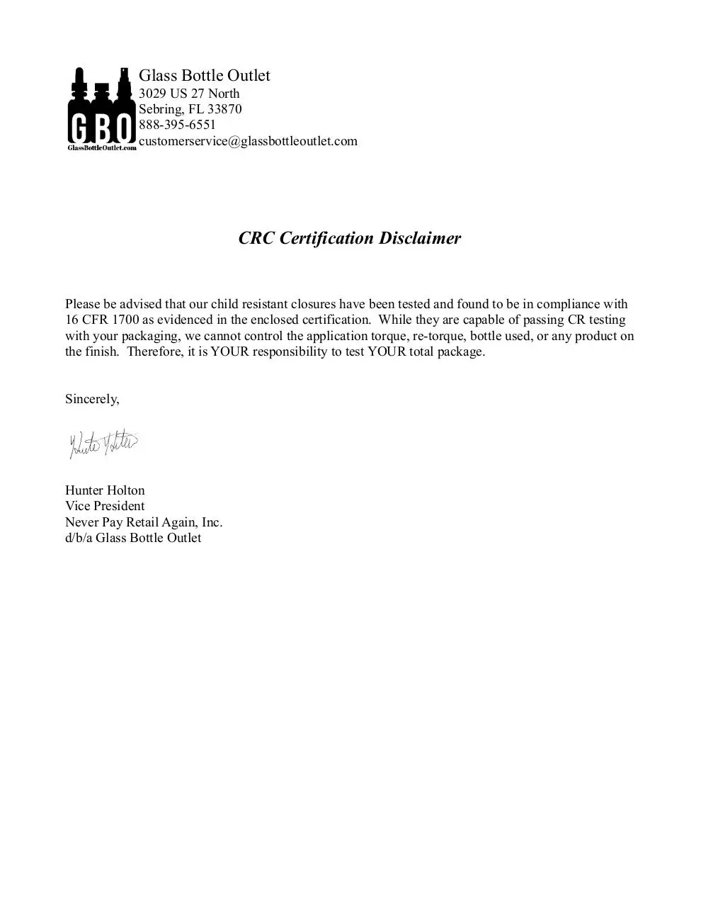Page 1 of 23, Glass Bottle Outlet 4 oz certification