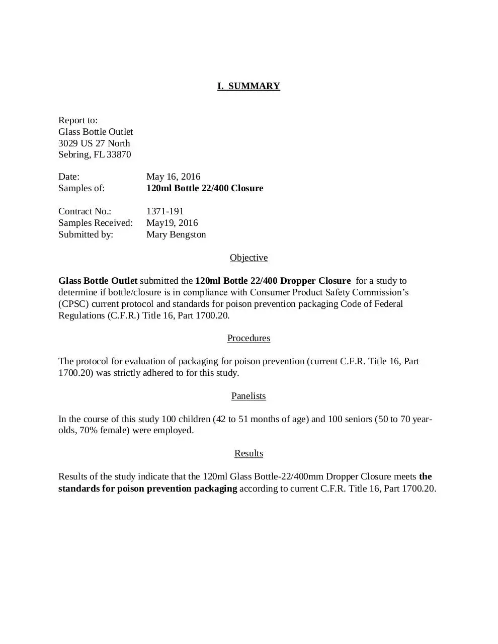 Page 5 of 23, Glass Bottle Outlet 4 oz certification