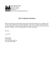 Page 1, Glass Bottle Outlet 4 oz certification