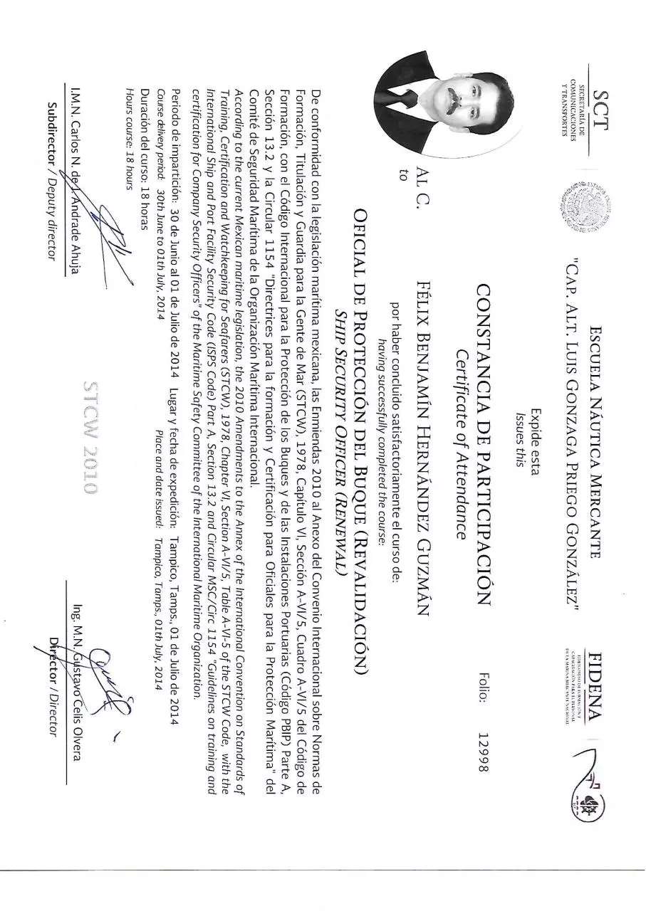 Page 1 of 6, Certificate of SSO,ECDIS #10